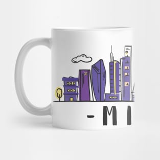 Milan Italy Skyline Travel Poster Hand Drawn Mug